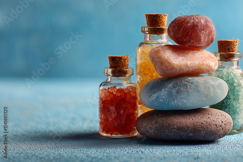 Stacked Aromatherapy Stones Beside Skincare Product Jars – Minimal Wellness and Spa Concept with Natural Balance Theme