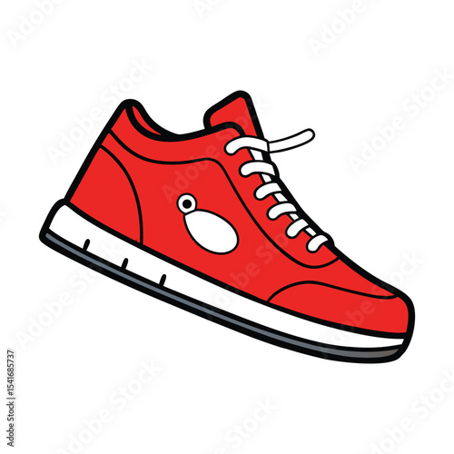 Red Running Sneaker Clipart – Sporty Athletic Shoe Illustration

