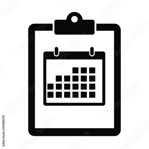 Black Silhouette Vector Clipboard Calendar Schedule Icon