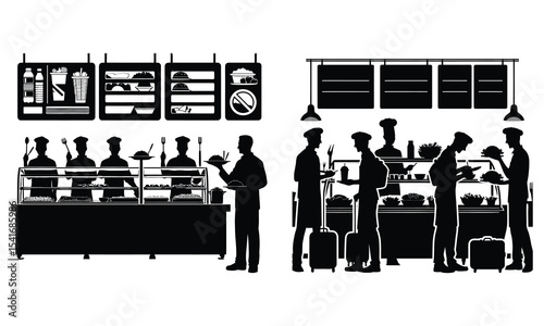 Cafeteria food service silhouette illustration isolated on white background