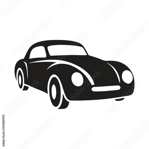 Vintage Classic Car Icon Silhouette Vector Illustration

