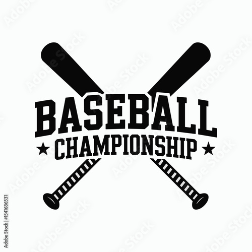 Baseball Championship Logo Design – Crossed Bats Sports Emblem with Bold Typography.