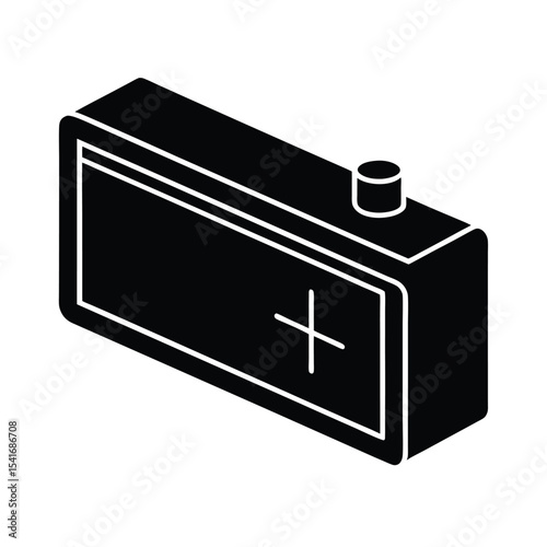 Battery Rectangle With Positive Terminal Outline Vector Illustration