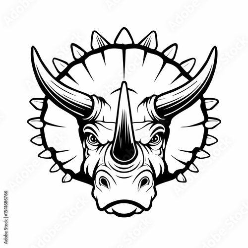 Triceratops Head with Large Horns Image Vector isolated on white background.