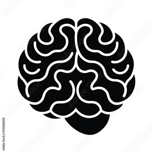 Brain Rounded With Wavy Lines Outline Vector Illustration