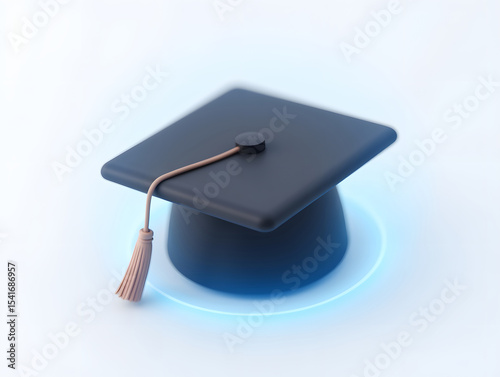 3D black graduation mortarboard simple design icon