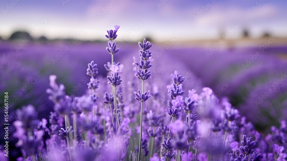 Obraz premium Serene Lavender Fields A Breathtaking View of Purple Blossoms