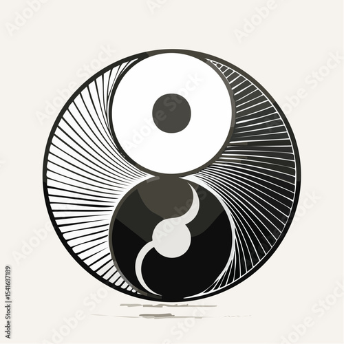 Sun Moon Yin Yang Symbol Illustrations isolated on white background.