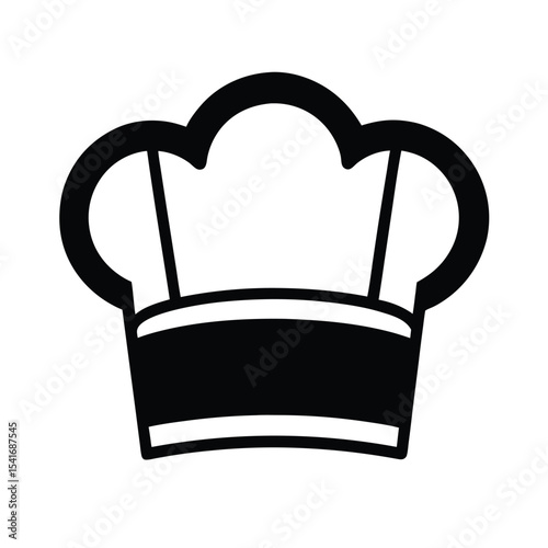 Chef Hat Puffy Top And Band Outline Vector Illustration