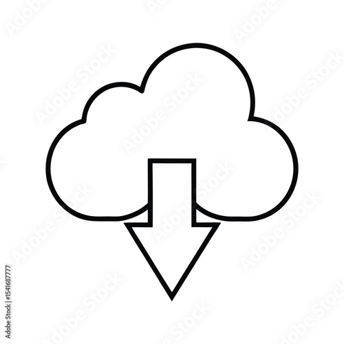 Cloud Download Arrow Pointing Down Outline Vector Illustration