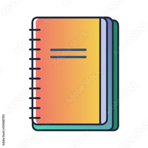 Illustration of a colorful notebook with a gradient and spiral binding