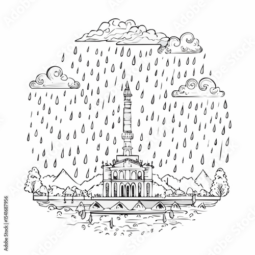 Free Joyful rain play Image Vector isolated on white background.