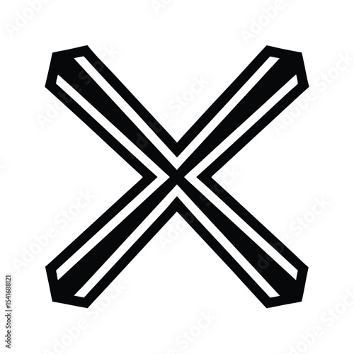 Cross Mark Two Intersecting Lines Outline Vector Illustration