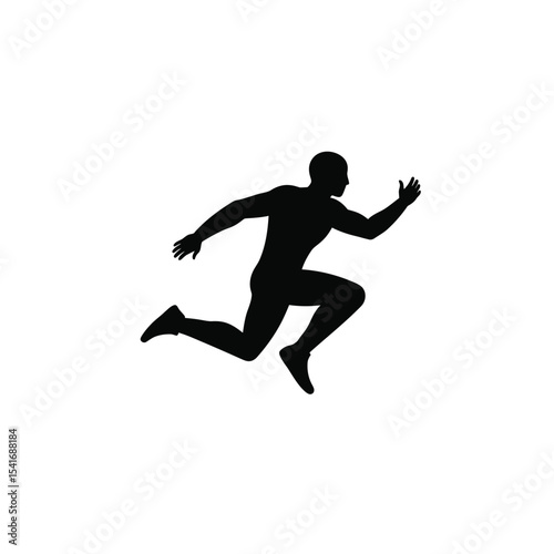 Black Silhouette Man Double Jump Vector Icon pose