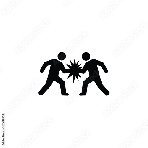 Black Silhouette Vector Clashing Figures Icon