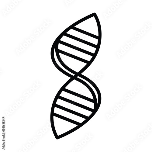 DNA Helix Double Spiral Outline Vector Illustration