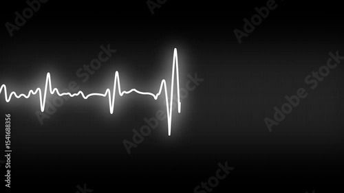 Heartbeat pulse line icon. Pulse isolated Heartbeat, cardiogram. Neon animation of heartbeat Love icon animation, relationship concept on black,