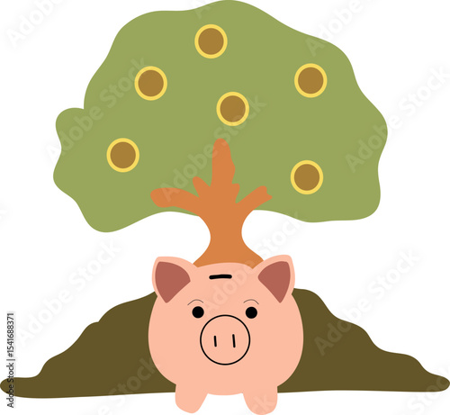 Piggy Bank Under Money Tree