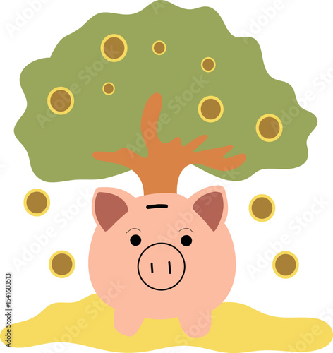 Piggy Bank Under Money Tree