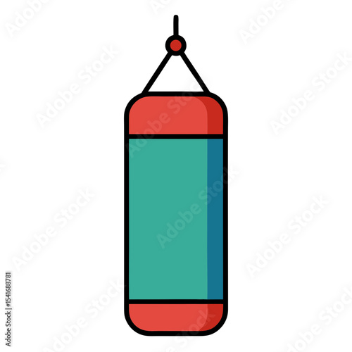 Stylized Punching Bag with Teal Body and Red Top and Bottom