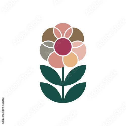 Geometric Retro Flower Logo