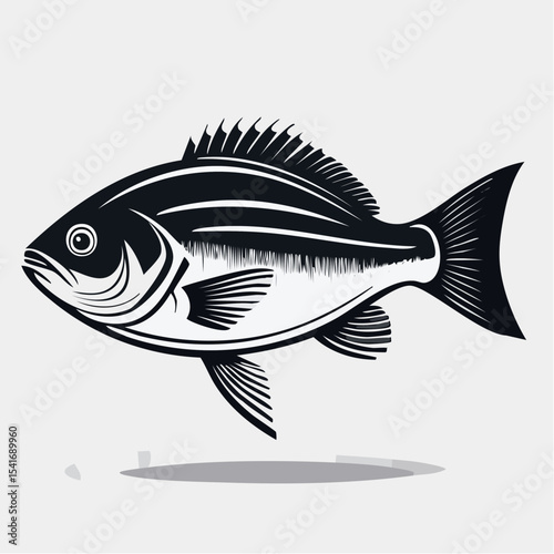 Simple Fish Vector Images. A stunning black and white Fish vector illustration