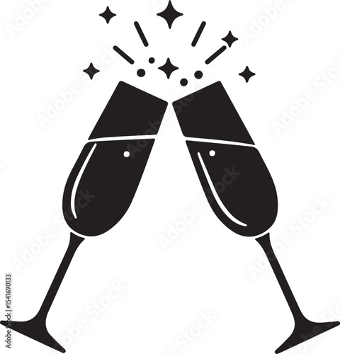 Celebratory Toast of Champagne Glasses with Sparkling Effects A Festive and Joyful Celebration Design