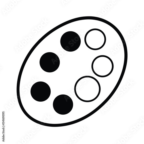 Paint Palette Oval With Paint Wells Outline Vector Illustration
