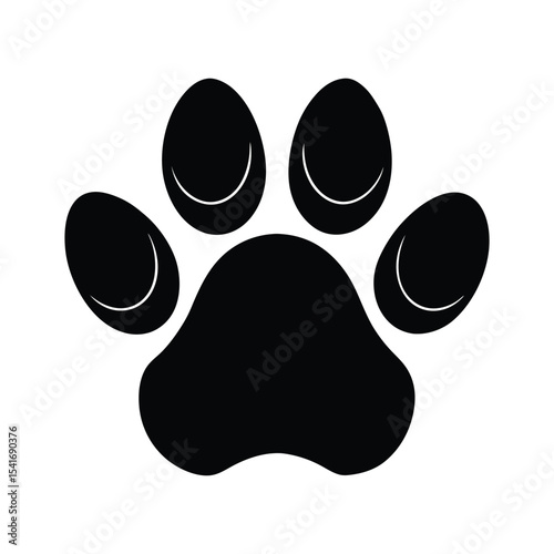 Paw Print Four Toes And Round Pad Outline Vector Illustration