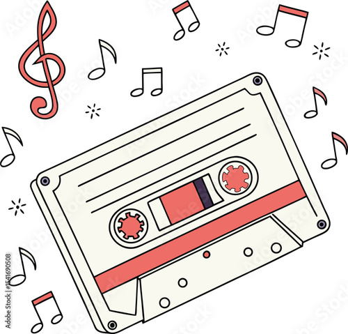 Retro Cassette Tape Music Design Perfect for Branding and Logo Projects