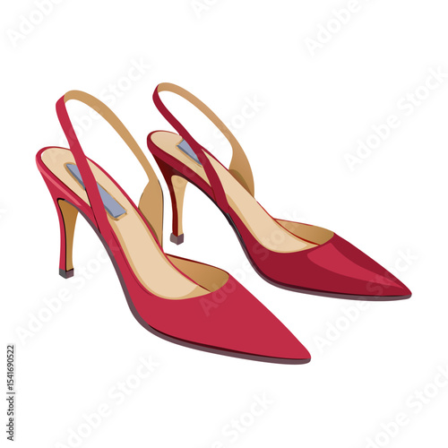 Vector illustration of elegant slingback heels with pointed toes on white background