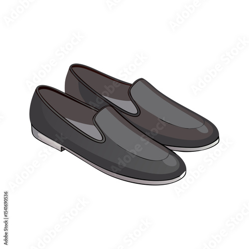 Vector illustration of leather loafers with minimalist design on white background