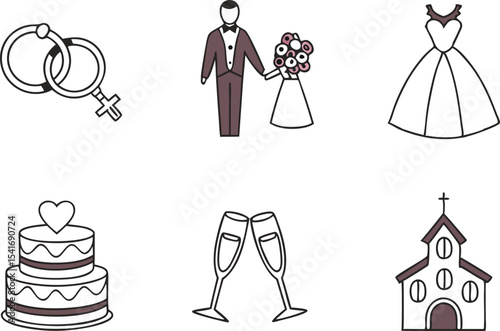 Elegant Wedding Clipart Set for Invitations. Hand Drawn Wedding Clipart Collection. Romantic Wedding Icons Clipart Bundle. Wedding Elements Clipart Pack for Crafts. Cute Wedding Clipart Set for Cards