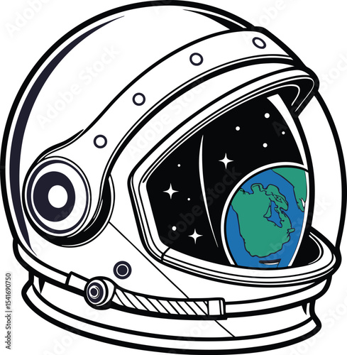 Astronaut Helmet Design featuring Earth a scalable graphic for logo branding and space themed projects