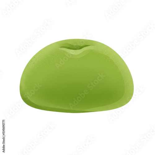Single, smooth green pea: close-up illustration