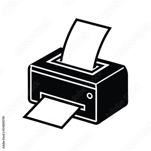 Printer Rectangular With Paper Tray Outline Vector Illustration