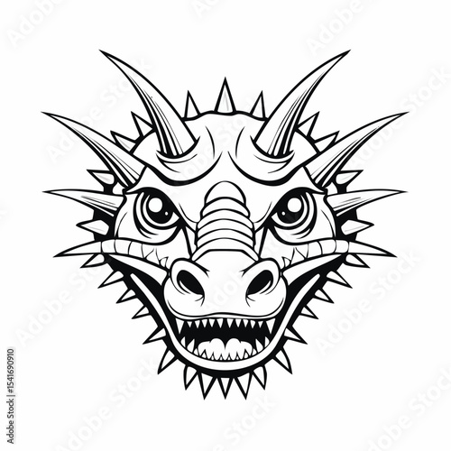 Face Thorny Dragon Image Illustration on white background.
