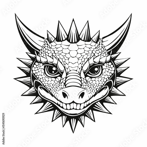 Face Thorny Dragon Image Illustration on white background.