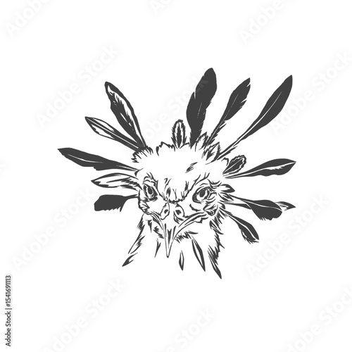 secretary bird head without background