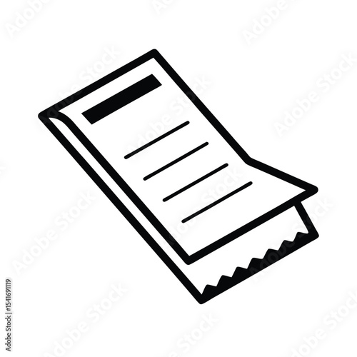 Receipt Rectangle With Jagged Edge Outline Vector Illustration