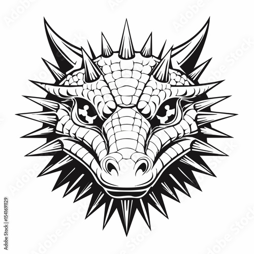 Face Thorny Dragon Image Illustration on white background.