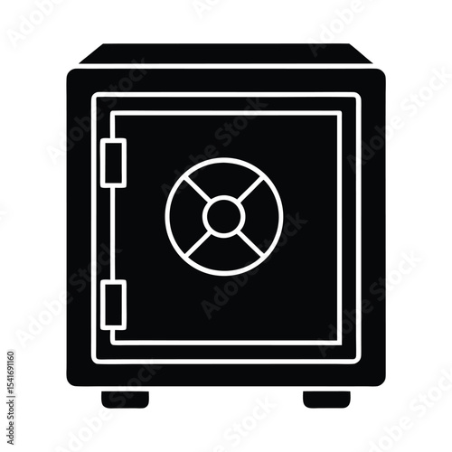 Safe Square With Round Dial Outline Vector Illustration