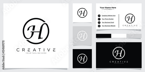 Initial Letter H Logo Design vector Template. Creative H Logo Design with business card design template