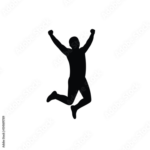 Black Silhouette Vector Happy Jumping Man Icon