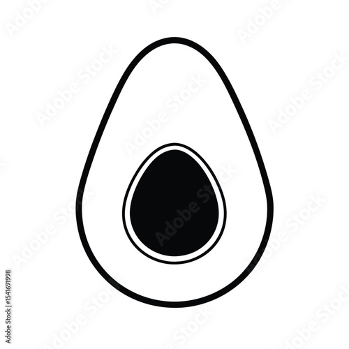 Simple Avocado Oval With Round Pit Outline Vector Illustration