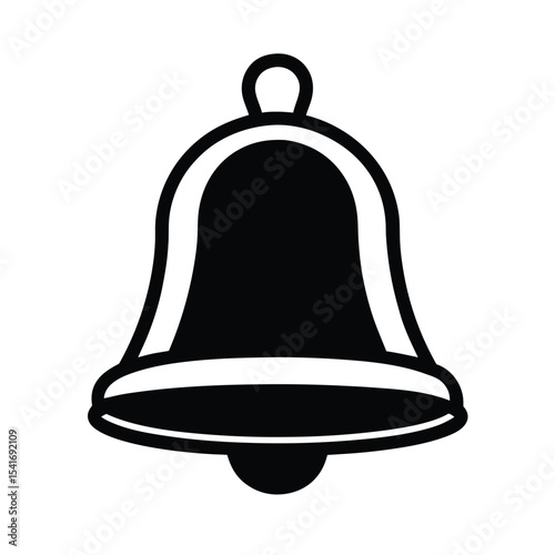Simple Bell Rounded Top And Clapper Outline Vector Illustration