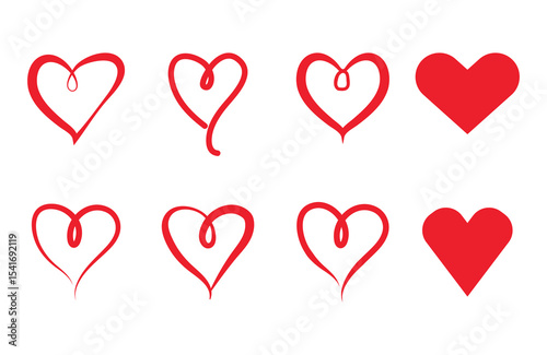 hand drawn calligraphy style heart of love symbol vector illustration white background.