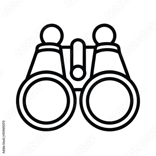 Simple Binoculars Two Round Lenses Outline Vector Illustration