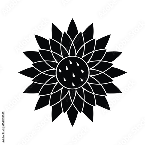 Simple Cactus Flower Round Petals Outline Vector Illustration