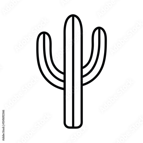 Simple Cactus Tall With Thorns Outline Vector Illustration